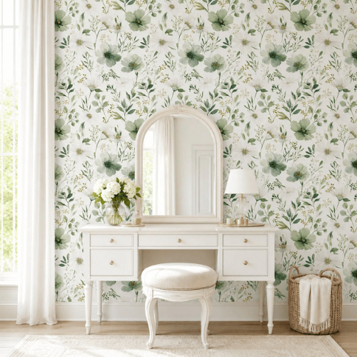 Watercolor Floral Peel and Stick Vinyl Wallpaper Roll