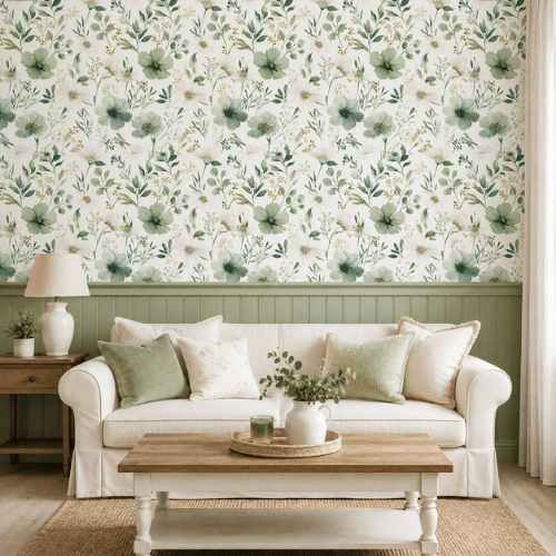Watercolor Floral Peel and Stick Vinyl Wallpaper Roll