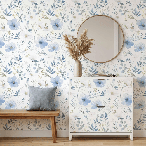 Watercolor Floral Peel and Stick Vinyl Wallpaper Roll