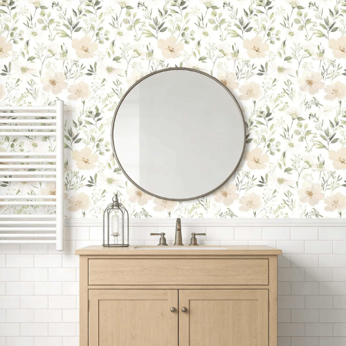 Watercolor Floral Peel and Stick Vinyl Wallpaper Roll