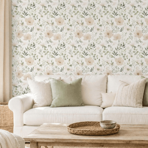 Watercolor Floral Peel and Stick Vinyl Wallpaper Roll
