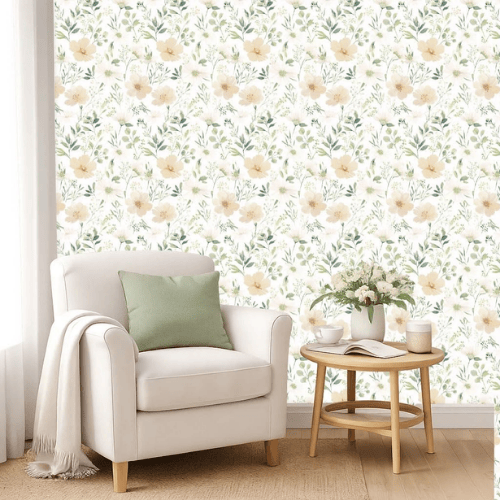 Watercolor Floral Peel and Stick Vinyl Wallpaper Roll