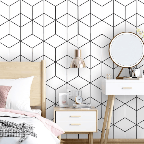 Modern Striped Geometric Peel and Stick Wallpaper