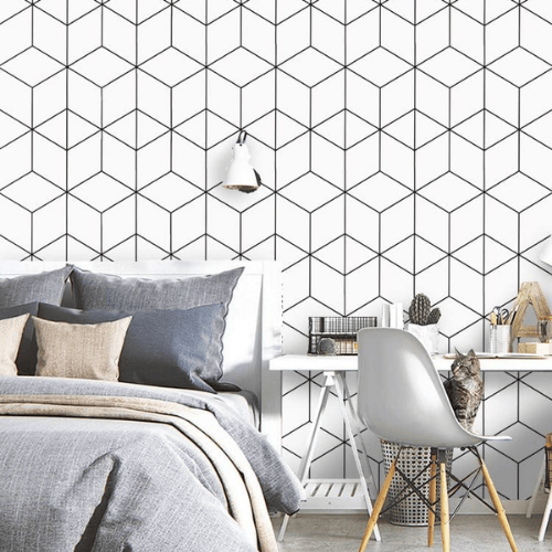 Modern Striped Geometric Peel and Stick Wallpaper